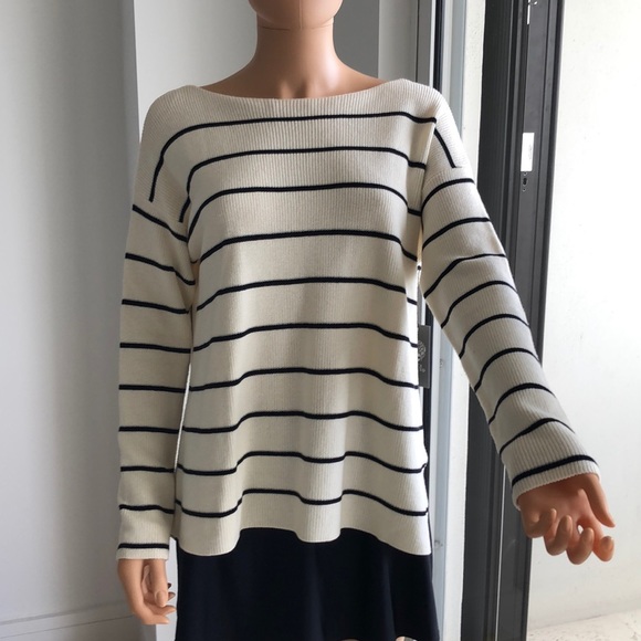 ASYMMETRICAL STRIPED PULLOVER SWEATER - NEW - Picture 3 of 8